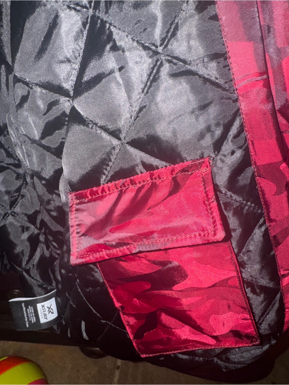 Red Camo Bomber Jacket with Hood - Men's - Picture 8 of 10